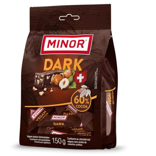 Minor Dark Minis 60% Cocoa Stängel | Veganer Schokoriegel aus der Schweiz | dunkler Schokoladen Riegel mit edel Kakao | 100% natürliche Schokolade ohne Palmöl | zertifizierter Kakao von Minor