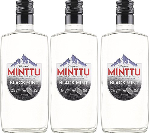 Original Minttu Black Mint Peppermint Salmiak Pfefferminz Likör (3 x 0.5 l) von Minttu