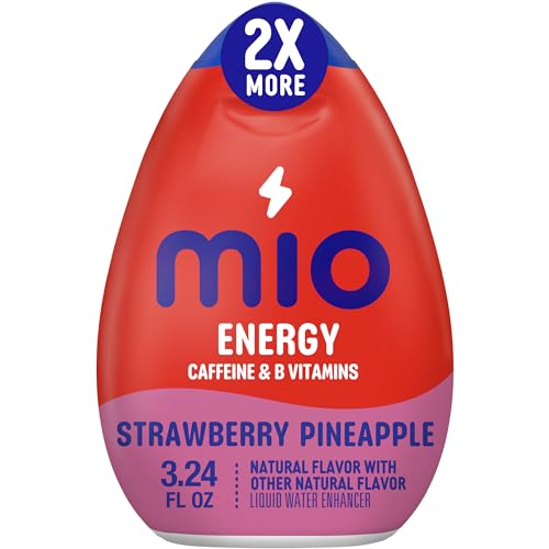 MiO Energy Strawberry Pineapple Smash, natürlich aromatisiert mit anderen natürlichen Aromen, flüssiger Wasserverstärker, Getränkemischung mit Koffein und B-Vitaminen mit 2 x mehr (95,8 ml Flasche) von Mio