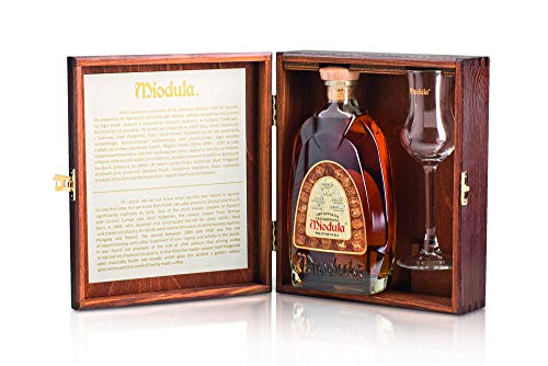 Geschenkidee Original Aged Miodula Presidential Blend in edler Holzbox mit Glas | Polnische regionale Wodkaspezialität | 0,5 Liter | 40% von LZBBD