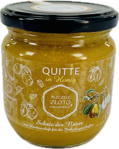 Honig mit Quitte 500 g - 0.5 kg - Großes Glas - Bienenhonig - Europäischer Naturhonig - Hergestellt in der EU - Zum Süßen - Zuckerersatz - Für Backwaren von Miody Świata