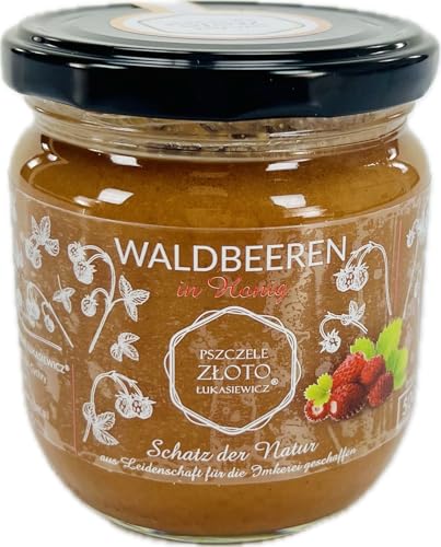 Honig mit Walderdbeere 500 g - 0.5 kg - Großes Glas - Bienenhonig - Europäischer Naturhonig - Hergestellt in der EU - Zum Süßen - Zuckerersatz - Für Backwaren von Miody Świata