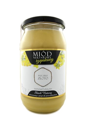 IMKERSHOP Honig mit Rapshonig cremig 1050g - 1kg - Großes Glas - Bienenhonig - Europäischer Naturhonig - In der EU hergestellt - Zum Süßen - Zuckerersatz - Für Backwaren von Miody Świata