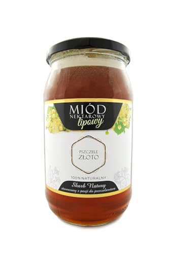 IMKERSHOP Lindenhonig 1050g - 1kg - Großes Glas - Bienenhonig - Europäischer Naturhonig - In der EU hergestellt - Zum Süßen - Zuckerersatz - Für Backwaren von Miody Świata