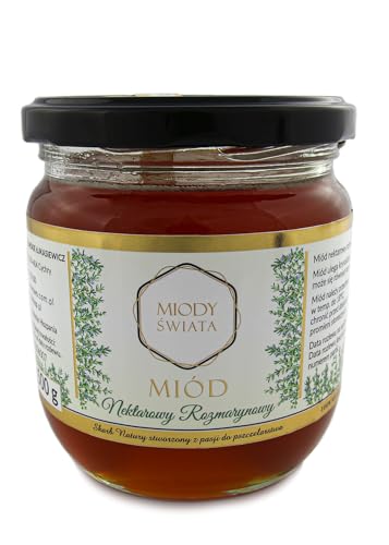 IMKERSHOP Rosmarinhonig aus Südspanien 500g - Bienenhonig - aromatischer, blumiger Geschmack, ideal für Joghurt, Desserts, Salate und Marinaden. Reich an Antioxidantien. von Miody Świata