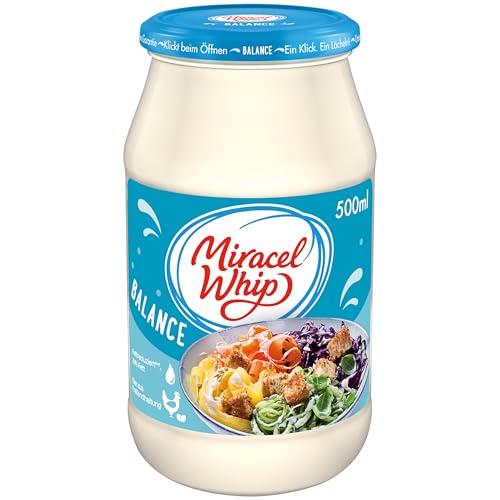 Miracel Whip Balance 1 x 500 ml I Salatcreme fettreduziert I 10% Fettgehalt I Glutenfrei I mit Eiern aus Freilandhaltung I für Nudelsalat oder Kartoffelsalat von Miracel Whip