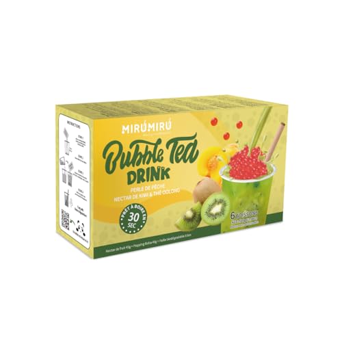 MiruMiru - Bubble Tea Kit - Verschiedene Geschmacksrichtungen - Home Kit für Getränke, inklusive Strohhalme - Bubble Tea zu Hause zubereiten (6, Peche & Kiwi) von MiruMiru
