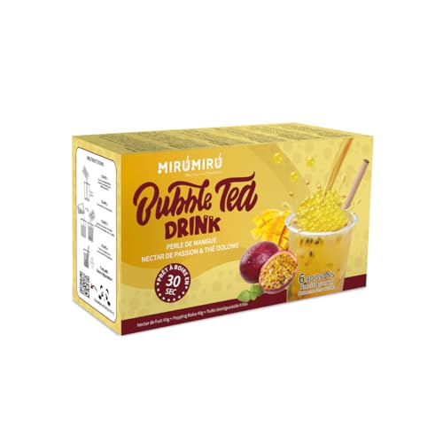 MiruMiru - Bubble Tea Kit - Verschiedene Geschmacksrichtungen - Home Kit für Getränke, inklusive Strohhalme - Bubble Tea zu Hause zubereiten (2, Mango & Passionsfrucht) von MiruMiru