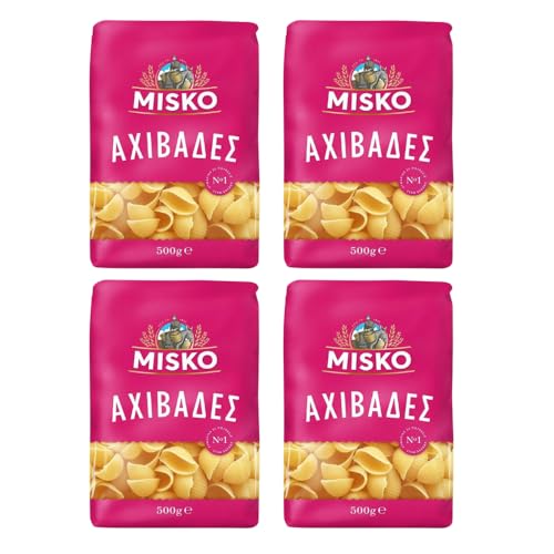 Misko Muschelnudeln Achivades (4x500g) aus Griechenland + Gratis Araxxon Olivenöl aus Sparta (20ml) von Misko