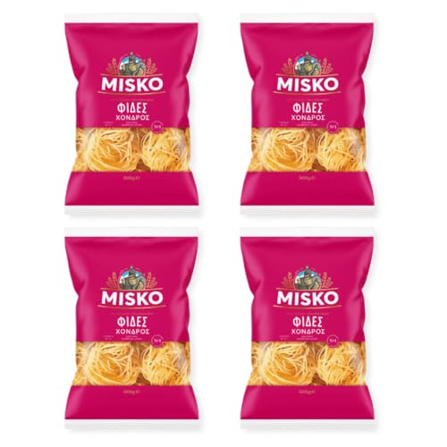 Misko Nudelnest Fides Dicke Pasta (4x500g) aus Griechenland + Gratis Araxxon Olivenöl aus Sparta (20ml) von Misko