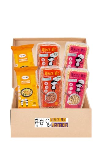 Nudel Box Mix mit 3 verschiedenen Sorten: Yakisoba-, Chili-, Eiernudeln 250g, hergestellt in DE von Misses Mie & Mister Mie