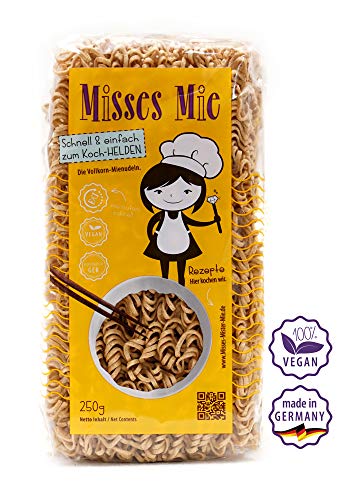 1 x 250g Misses Mie Vollkorn Mie Nudeln Vegan asiatische Nudeln hergestellt in DE von Misses & Mister Mie Nudeln