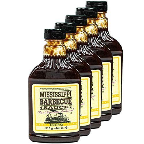 Mississippi - 5er Set Barbecue Sauce "Original" 510 g (440ml) - American BBQ Sauce rauchig - Rauchige Barbeque Würzsauce ideal als Grillsauce (auch zum Dippen und Marinieren) von Mississippi