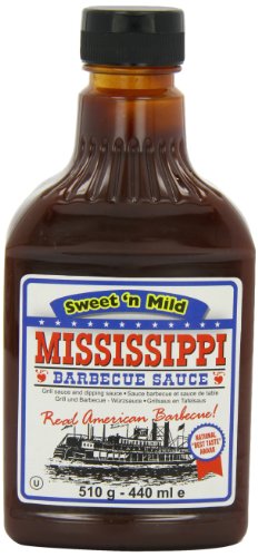 Mississippi BBQ-Sauce Sweet'n MildFlasche, 6er Pack (6 x 510 g) von Mississippi