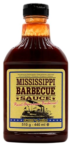 Mississippi BBQ-Sauce Sweet'n MildFlasche, 6er Pack (6 x 510 g) von Mississippi