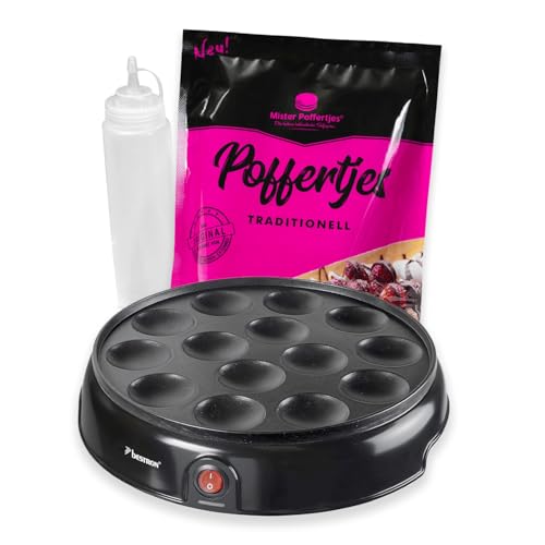 MISTER POFFERTJES Pancake Backmischung für Poffertjes, holländische Mini-Pfannkuchen mit elektrischem Poffertjes Maker, Pancake Mix für 40 Stück, 4-6 Portionen von DECOKTIVO