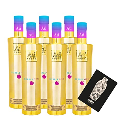 Au Vodka 6er Set Bubblegum 0,7L (35,2% Vol) 6x aromatisierte Wodka Spirituose Kaugummi- [Enthält Sulfite] von Mixcompany.de Bar & Glas