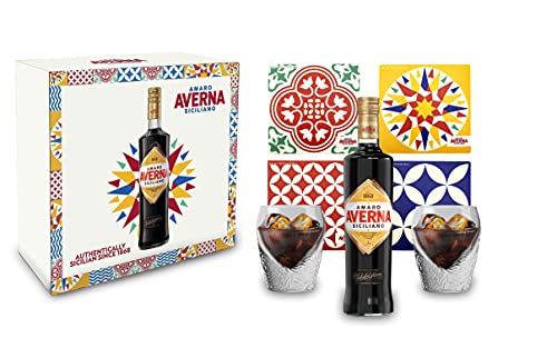 Averna Geschenkset - Averna Amaro Siciliano 0,7L (29% Vol) Schuber + 4x Untersetzer + Giftbox - [Enthält Sulfite] Ohne Gläser von UOOTPC