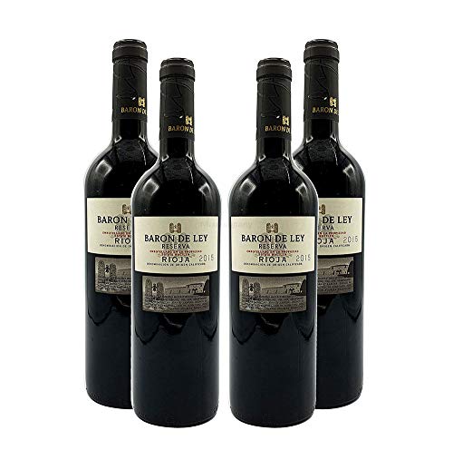 Baron de Ley Rotwein - 4er Set - 4x 0,75L (14% Vol) - Reserva Rioja - Spanien- [Enthält Sulfite] von Mixcompany.de Bar & Glas