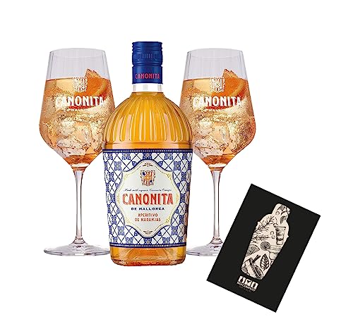 Mixcompany Bar & Glas Canonita Set - Aperitif de Mallorca 0,75L (18% Vol) +2x Canonita Glas/Aperitivo de Naranjas- [Enthält Sulfite] von Zeelec