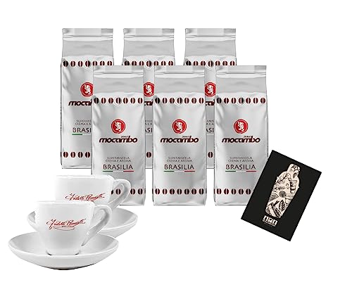 Drago Mocambo Brasilia 6x 1Kg Kaffee Caffé Bohne Dark Roast + 2x Ramazzotti Espresso Tasse Gratis von Mixcompany.de Bar & Glas