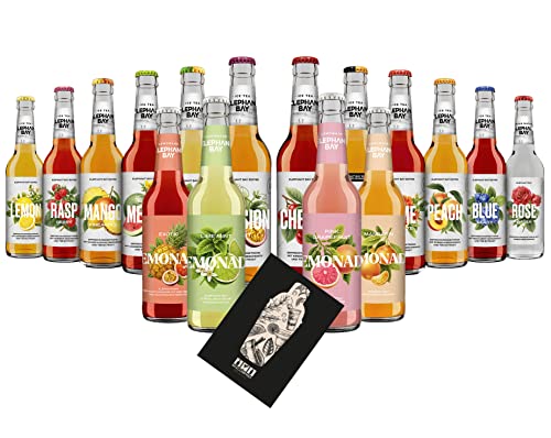 Mixcompany.de Bar & Glas Elephant Bay Ice Tea Lemonade tasting Set 16 verschiedene Sorten je 330ml inkl. Pfand - MEHRWEG 12x Eistee + 4x Lemonade von NUGOYA