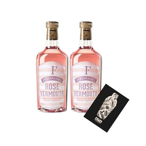 Ferdinands 2er Set Rose Vermouth 2x 0,5L (17% Vol) Weinaperitif mit Rhabarber und Holunderblüte- [Enthält Sulfite] von Mixcompany.de Bar & Glas