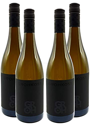 Groh - 4er Set Grohkost Weissburgunder Trocken - Deutscher Qualitätswein 0,75L (14,0% Vol) -[Enthält Sulfite] von Mixcompany.de Bar & Glas