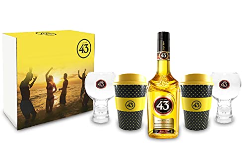 Licor 43 Geschenkset Cuarenta y Tres 0,7l (31% Vol) + 2x Ballon Tumbler Gläser +2 Likör Liquor 43 Kaffee Becher -[Enthält Sulfite] von Mixcompany.de Bar & Glas