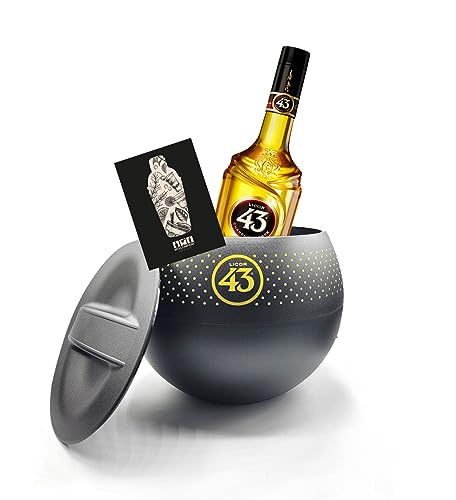 Licor 43 Set - Cuarenta y Tres Likör 0,7L (31% Vol) + Kühler in Schwarz Flaschenkühler mit Deckel und Abtropfboden Eiskühler Getränkekühler Likör Liquor 43er- [Enthält Sulfite] von Mixcompany.de Bar & Glas