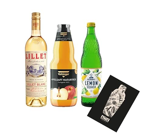 Lillet Tarte Winter Special - Lillet Blanc Aperitif 0,75l (17% VOL) mit Apfelsaft und Zitronensaft Winter Rezept inkl. Pfand MEHRWEG- [Enthält Sulfite] von Mixcompany.de Bar & Glas