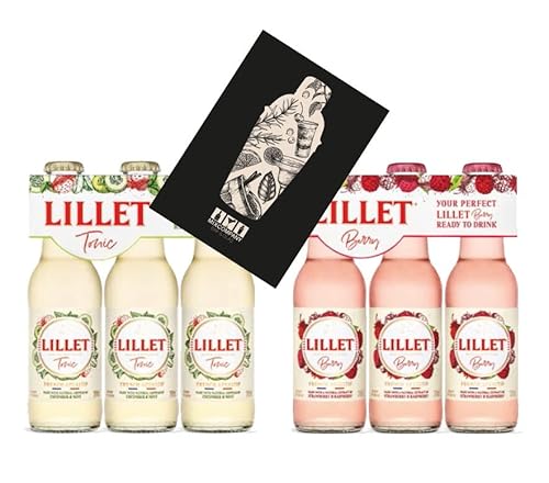 Lillet ready to drink 6er tasting Set 3x Berry 3x Tonic je 200ml (10,3% vol) Lillet + Berry/Lillet + Tonic- [Enthält Sulfite] von Mixcompany.de Bar & Glas