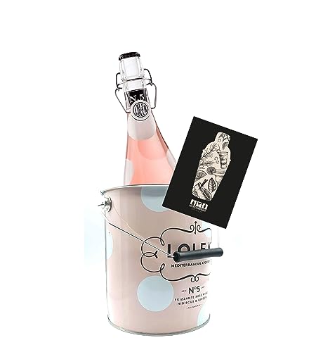 Lolea Set - Rosa Kühler/Eimer mit Henkel + Lolea Sangria N°5 ROSE 0,75L (8% Vol) Rosewein Sangria Garnacha- und Tempranillo Trauben- [Enthält Sulfite] von Mixcompany.de Bar & Glas