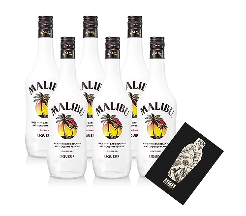 Malibu Kokosnusslikör 6er Set 0,7L (21% Vol) Caribbean Rum Coconut Liqueur- [Enthält Sulfite] von Mixcompany.de Bar & Glas