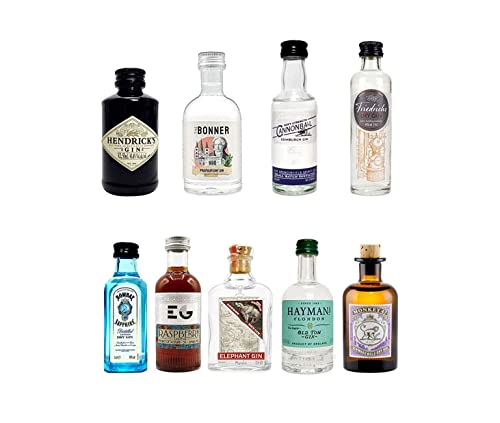 Mini Gin Probierset - 9 verschiedene Gin Sorten - NEU von Mixcompany.de Bar & Glas