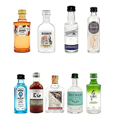 Mini Gin Probierset - 9 verschiedene Gin Sorten - NEU von Mixcompany.de Bar & Glas