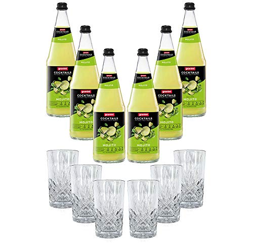 Mixcompany Set - 6x Longdrink Glas Kristall Optik + 6er Set Granini Mojito Alkoholfreier Cocktail 1L inkl. Pfand MEHRWEG von Mixcompany.de Bar & Glas