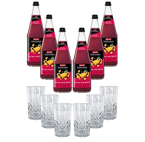 Mixcompany Set - 6x Longdrink Glas Kristall Optik + 6er Set Granini Sex on the Beach Alkoholfreier Cocktail 1L inkl. Pfand MEHRWEG von Mixcompany.de Bar & Glas