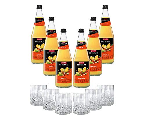 Mixcompany Set - 6x Tumbler Glas Kristall Optik + 6er Set Granini Mai Tai Alkoholfreier Cocktail 1L inkl. Pfand MEHRWEG von Mixcompany.de Bar & Glas