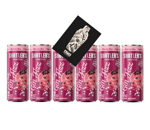Shatlers 6er Set Pink Gin Fizz 6x 0,25L (10,1% Vol) inkl. Pfand EINWEG- [Enthält Sulfite] von Mixcompany.de Bar & Glas