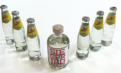 Siegfried Gin Tonic Set - Siegfried Rheinland Dry Gin 500ml (41% Vol) + 6 Schweppes Tonic Water 200ml - Inkl. Pfand MEHRWEG von Mixcompany.de Bar & Glas