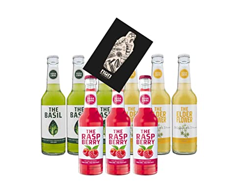 Soda Libre 9er Tasting Set 3x pro Sorte The Elderflower + The Basil + The Raspberry je 0,33L inkl. Pfand MEHRWEG von Mixcompany.de Bar & Glas