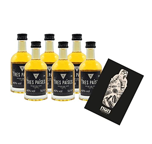 Tres Paises Premium Rum Miniatur 6x 50ml (40% Vol) Guatemala - Panama Rum Mini- [Enthält Sulfite] von Mixcompany.de Bar & Glas