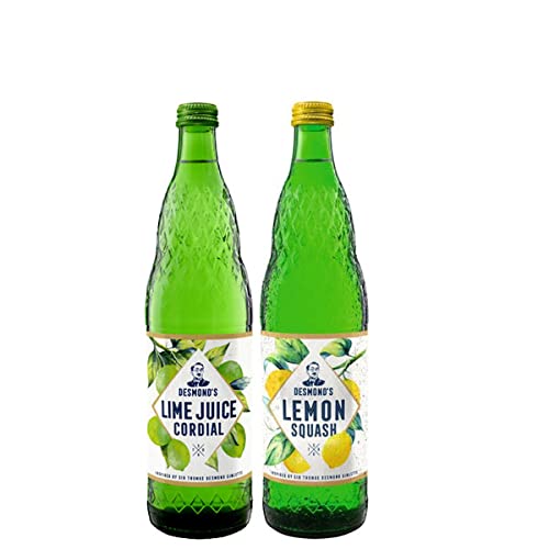 Desmonds 2er Tasting Lemon Squash + Lime Juice Cordial je 0,75L Limettensaft Zitronensaft von Mixcompany