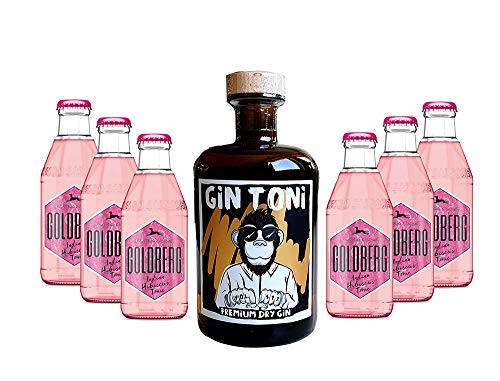 Gin Tonic Set - Gin Toni Premium Dry Gin 0,5l (41% Vol) + 6x Goldberg Hibiscus Tonic Water 200ml inkl. Pfand MEHRWEG -[Enthält Sulfite] von Mixcompany