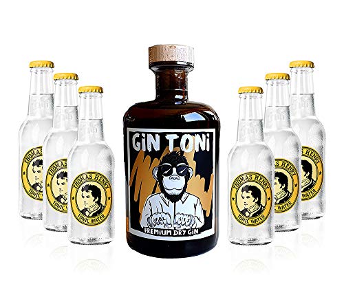 Gin Tonic Set - Gin Toni Premium Dry Gin 0,5l (41% Vol) + 6x Thomas Henry Tonic Water 200ml inkl. Pfand MEHRWEG -[Enthält Sulfite] von Mixcompany