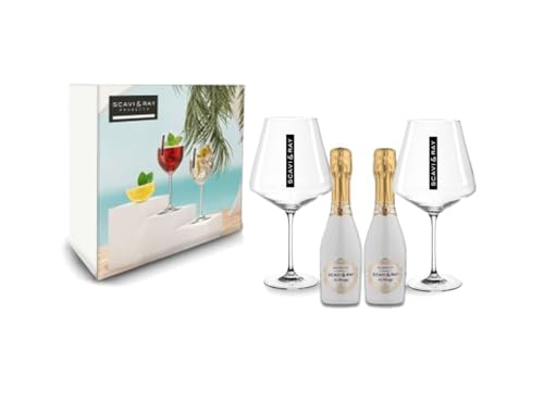 Scavi & Ray Geschenkset Scavi Ray 2x Ice Prestige Aperitivo Piccolo je 0,2L (10,5% Vol) mit 2x Scavi Weinglas Stilglas weiß- [Enthält Sulfite] von Mixcompany