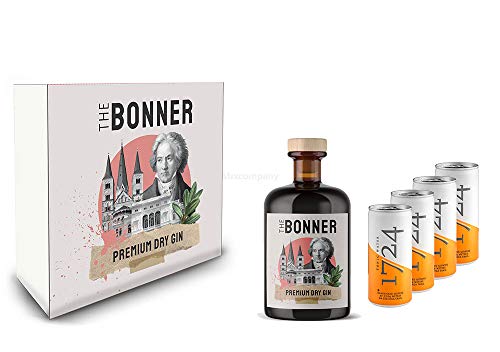 The Bonner Geschenkset - The Bonner Premium Dry Gin 0,5l (41% Vol) + 4x 1724 Tonic Water Dose 200ml inkl. Pfand EINWEG - [Enthält Sulfite] von Mixcompany