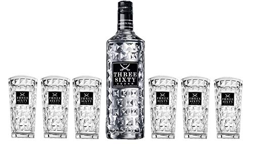 Three Sixty Set Mixcompany Geschenkset Three Sixty Vodka Wodka 1,5L 1500ml (37,5% Vol) + 6x Longdrink Glas eckig/Gläser [Enthält Sulfite] von Mixcompany