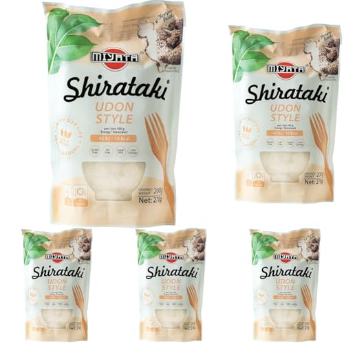 MIYATA Shirataki, Udon aus Konjakmehl 270 g Packung (200 g Abtropfgewicht), 270 g (5er Pack) von Miyata